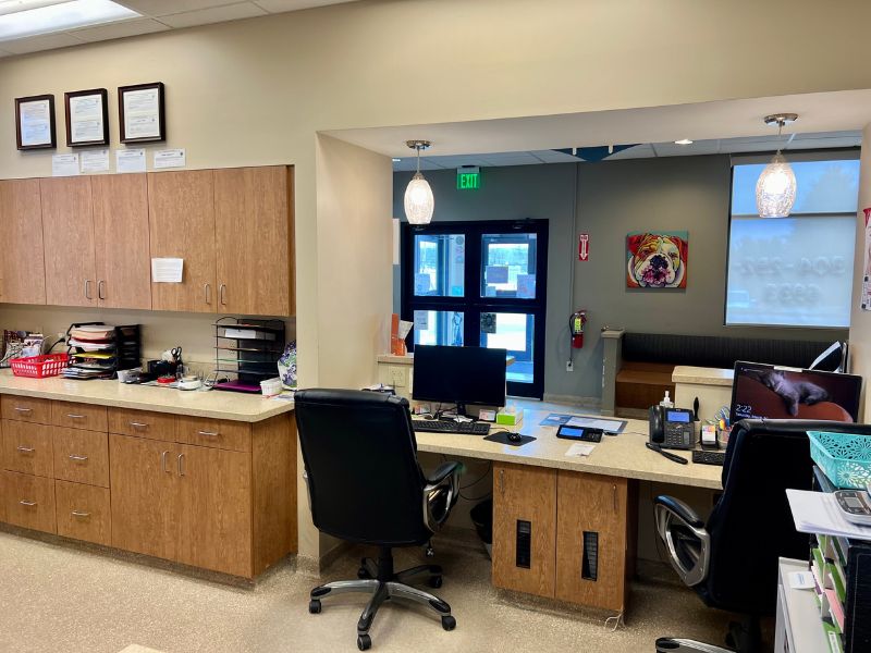 Hillcrest Veterinary Clinic Behind the reception desk Hillcrest Veterinary Clinic Behind the reception desk